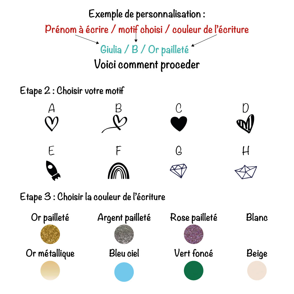 Attache tétine personnalisée en gaze de coton – Blanc