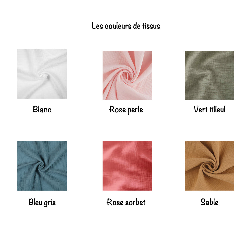Attache tétine personnalisée en gaze de coton – Blanc