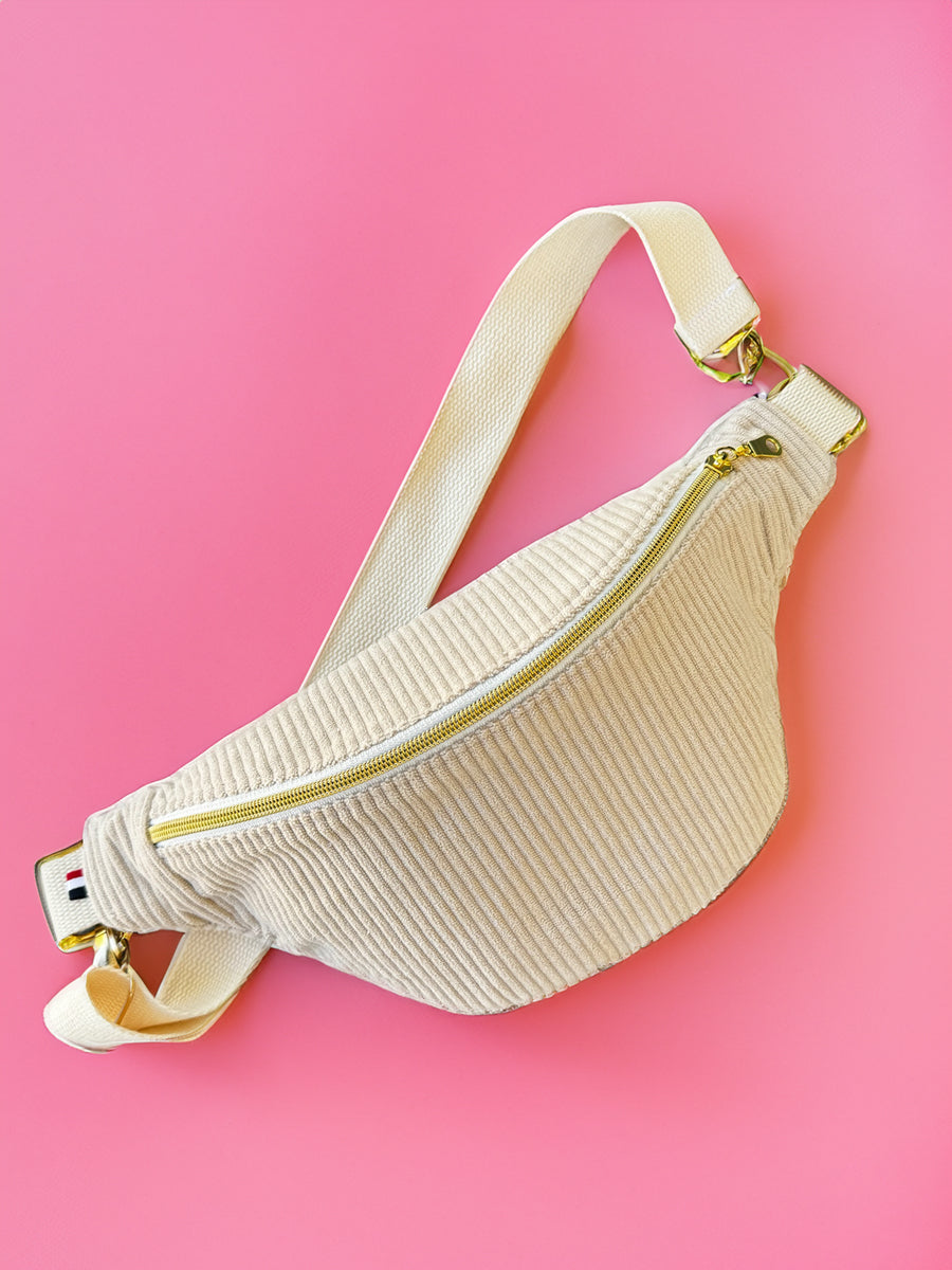 Sac banane velours "La Mignonnette" à personnaliser - Ecru