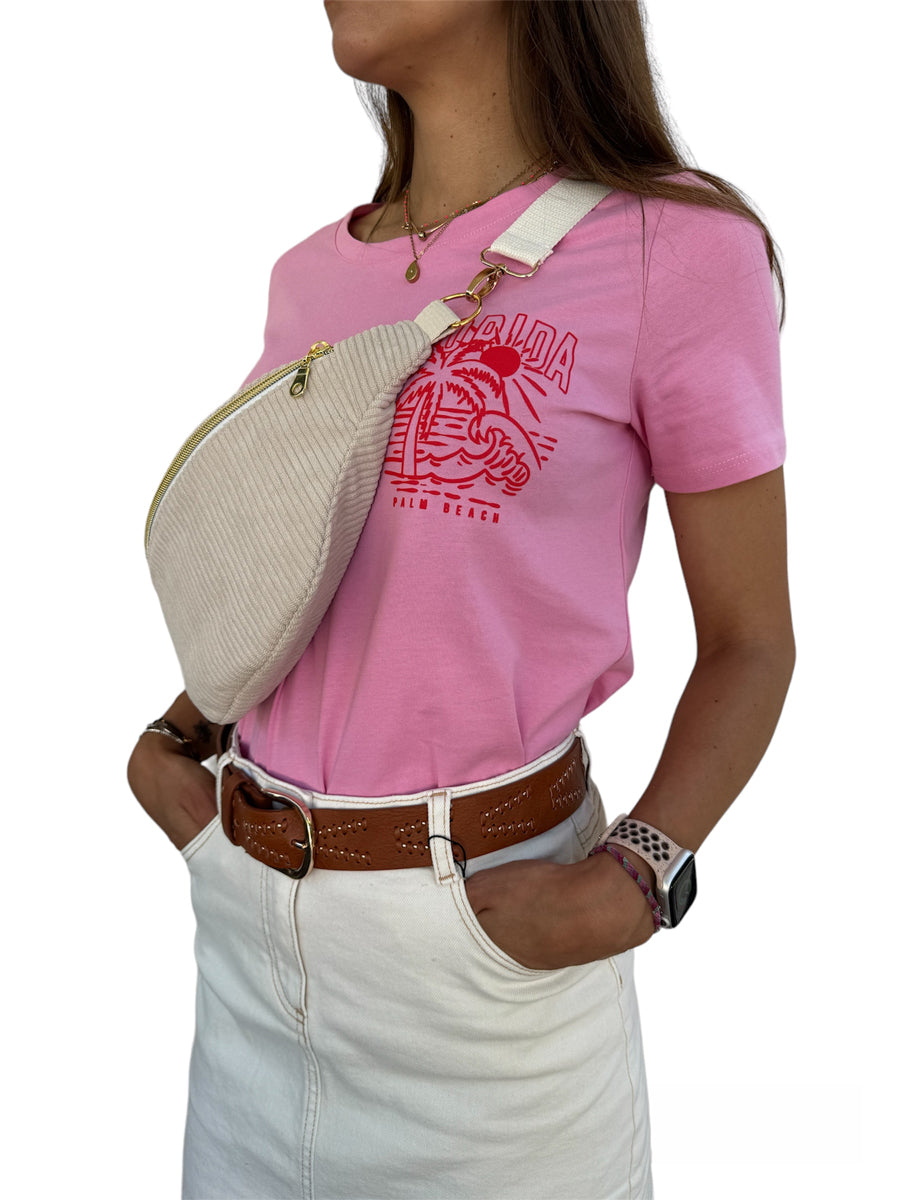 Sac banane velours "La Mignonnette" à personnaliser - Ecru