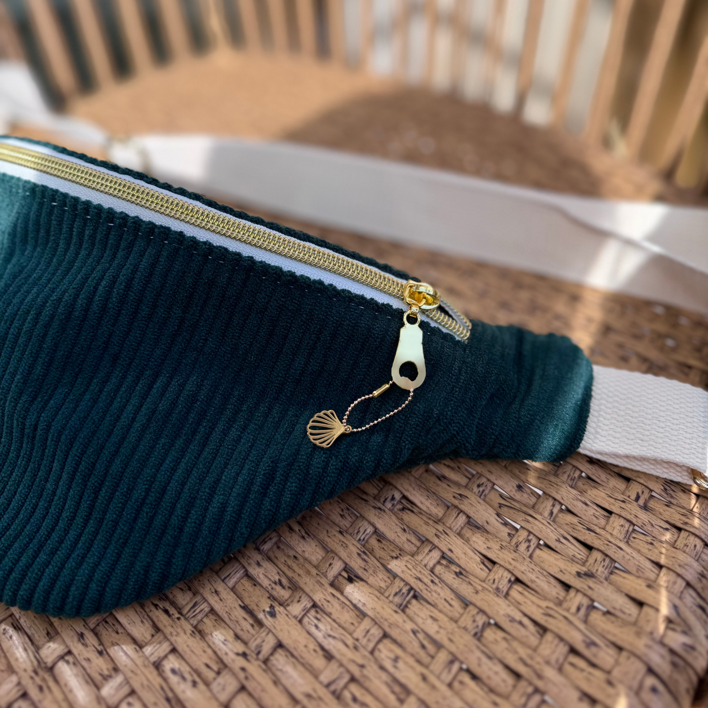 Sac banane velours "La Mignonnette" à personnaliser - Vert Sapin