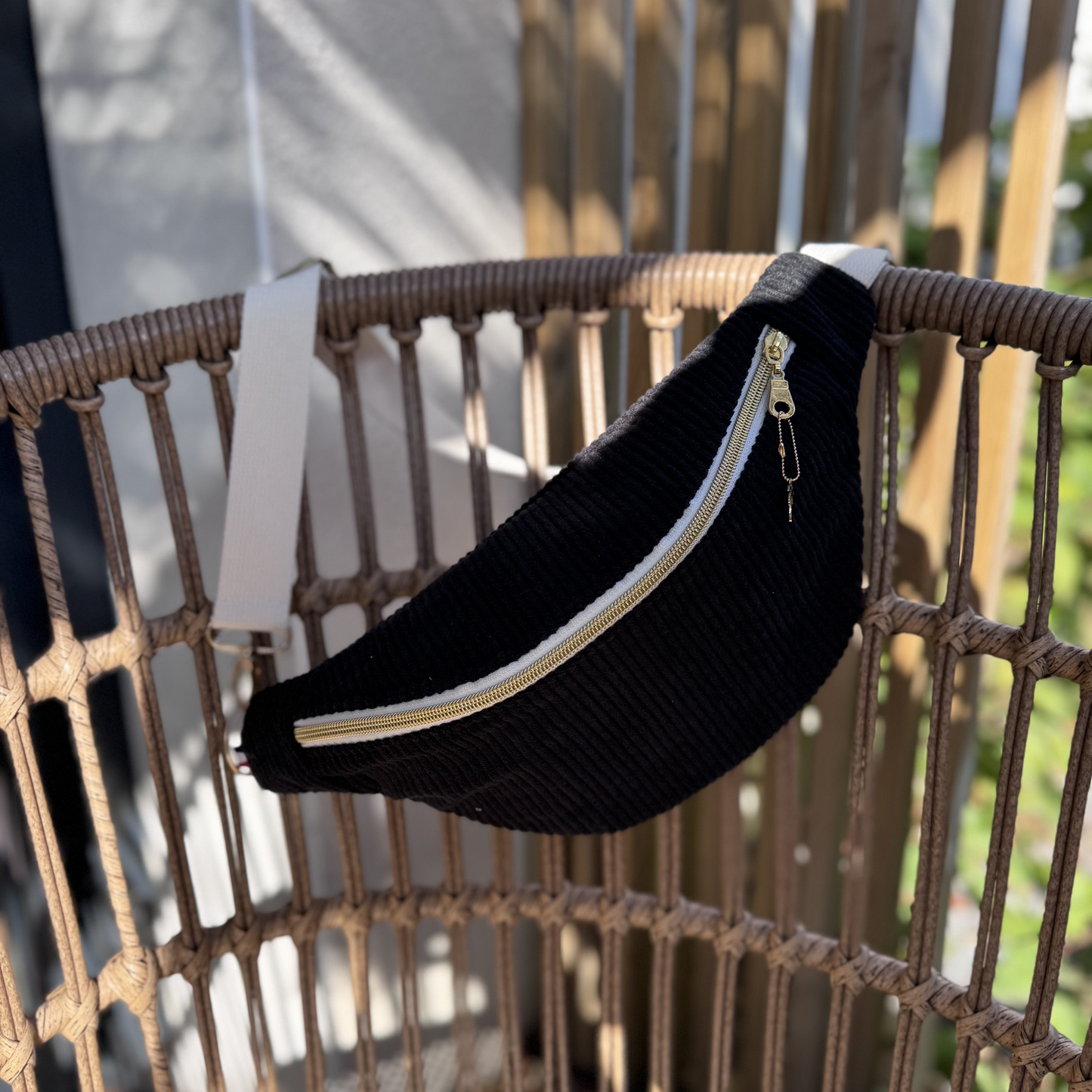 Sac banane velours "La Mignonnette" à personnaliser - Noir