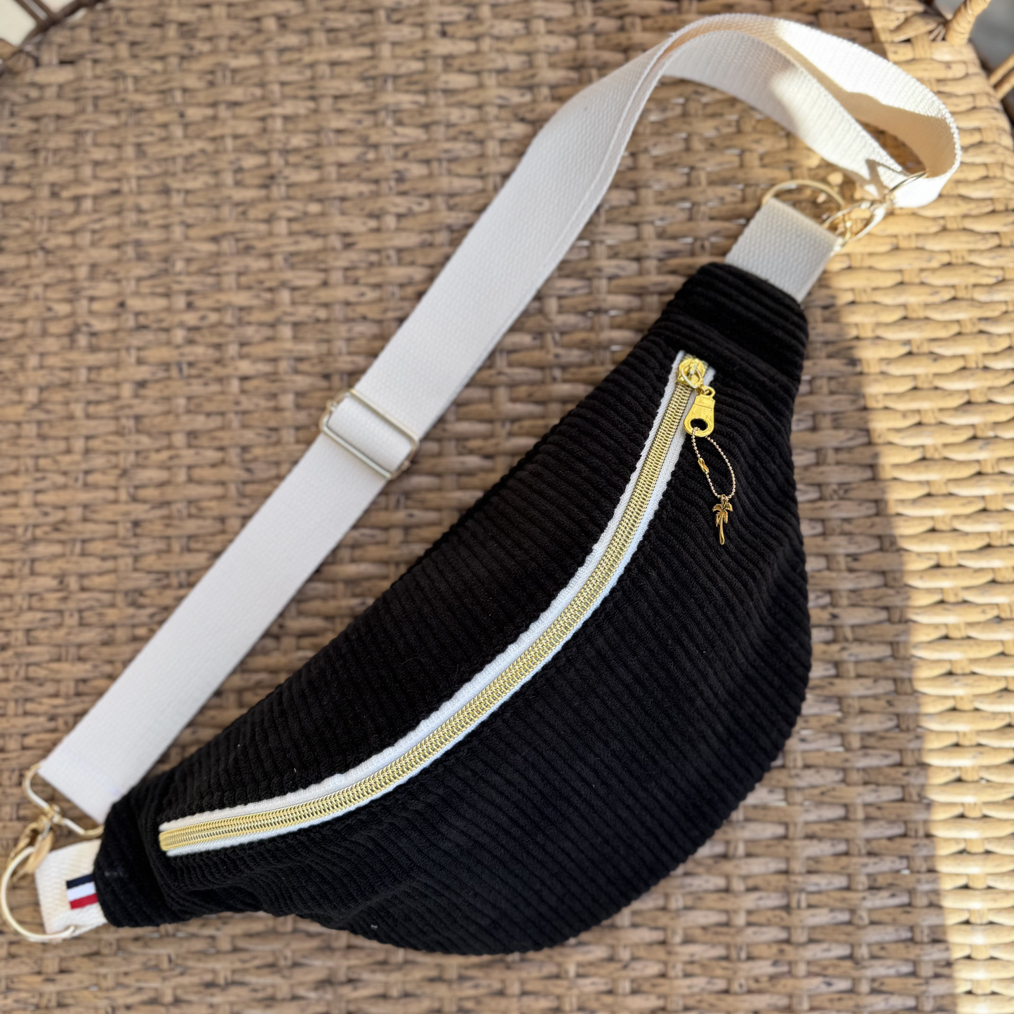 Sac banane velours "La Mignonnette" à personnaliser - Noir