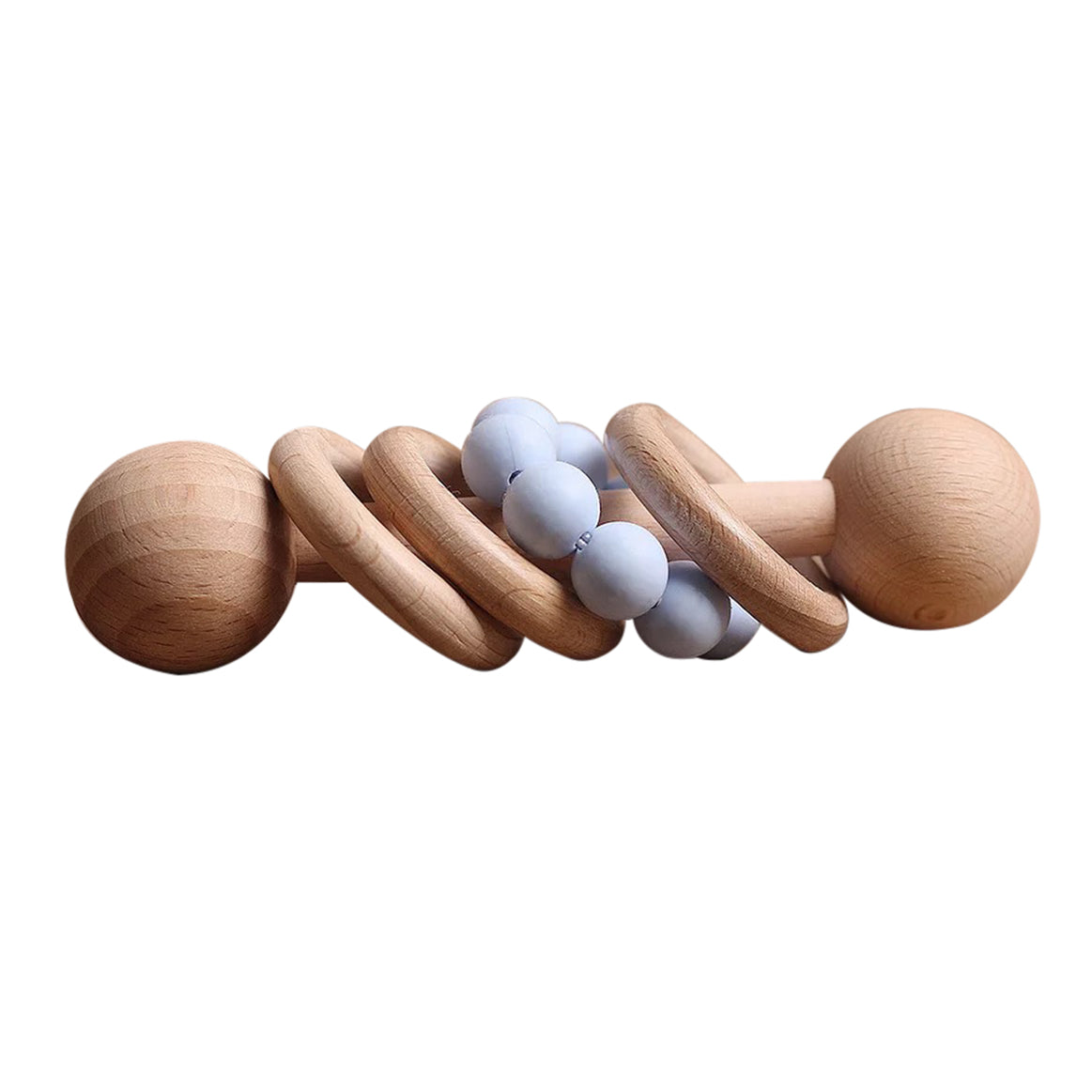 Hochet perles et bois - Bleu