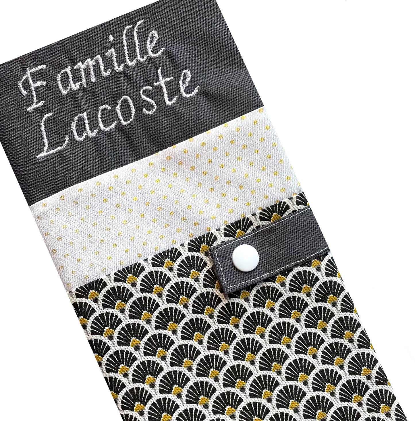 Protège livret de famille personnalisable - Noir éventails