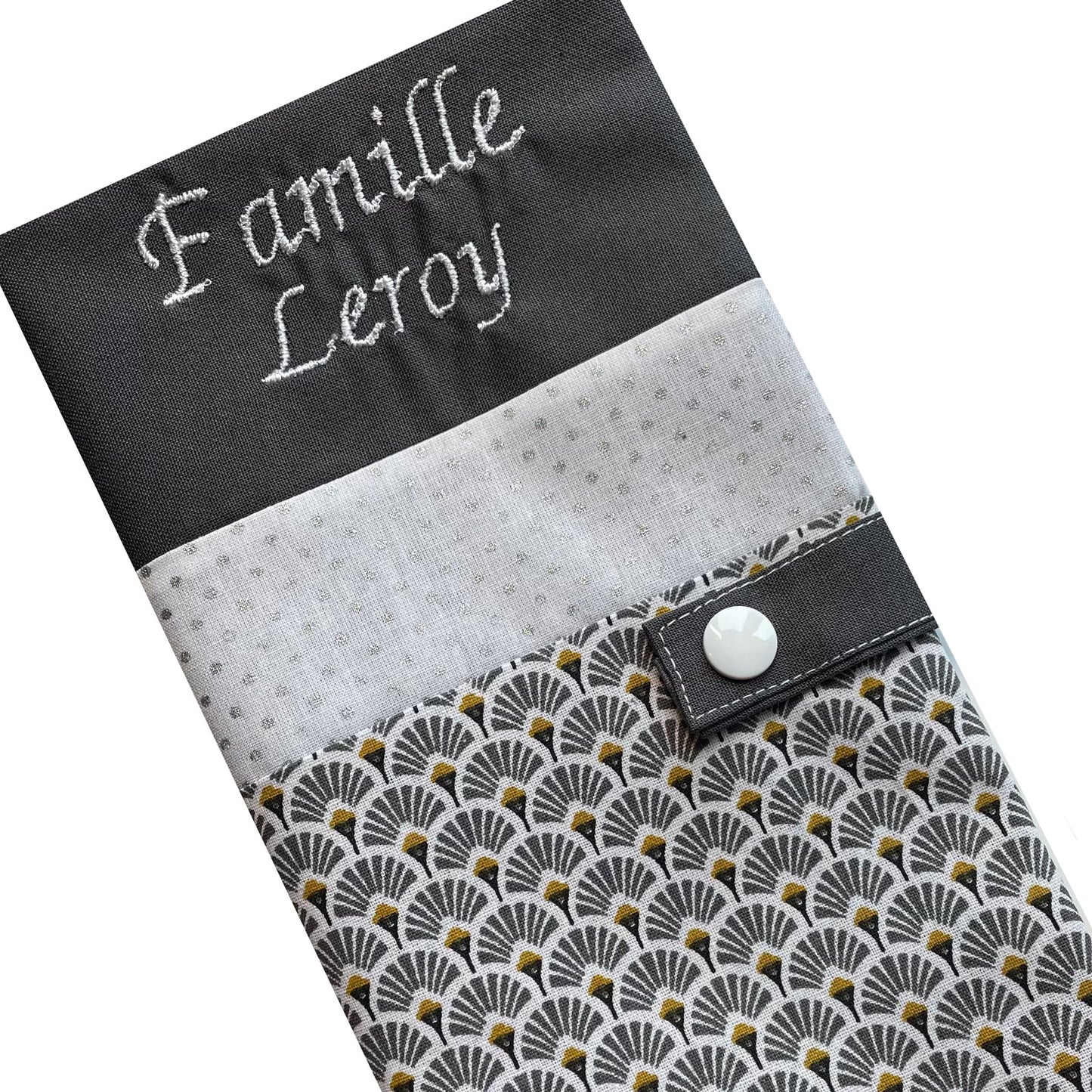 Protège livret de famille personnalisable - Gris éventails