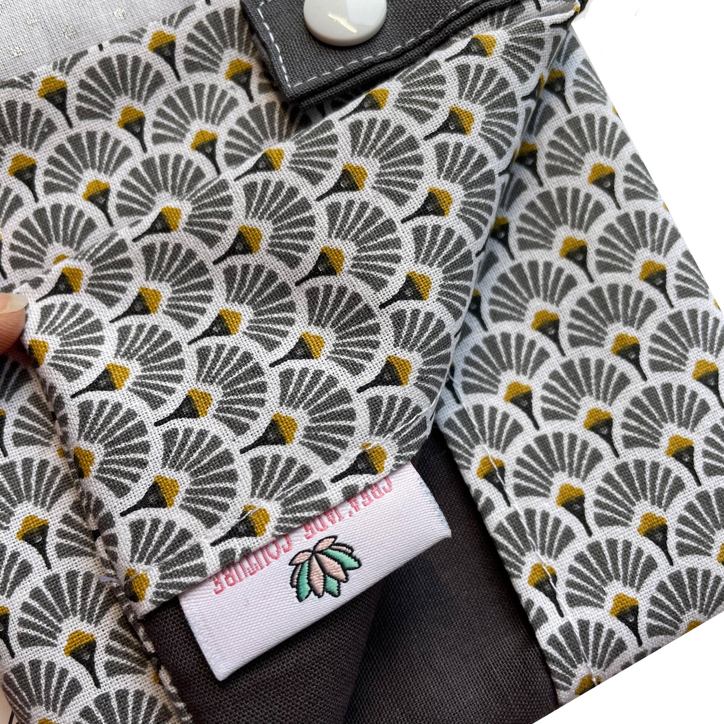 Protège livret de famille personnalisable - Gris éventails