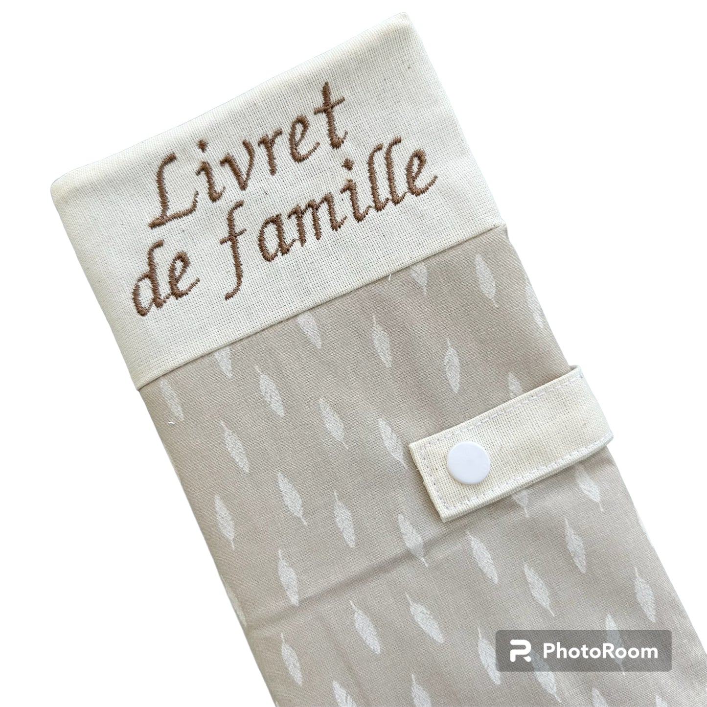 Protège livret de famille personnalisable - ecru plumes