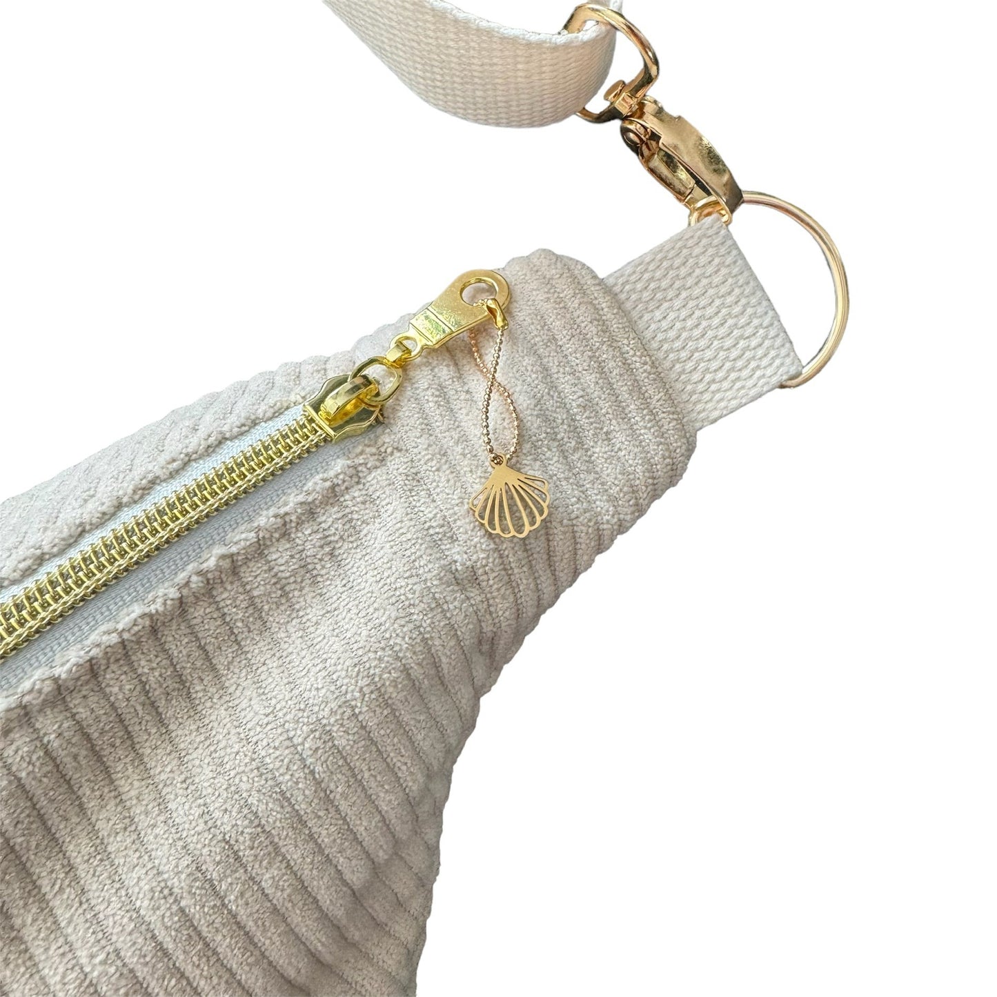 Sac banane velours "La Ravissante" à personnaliser - Ecru