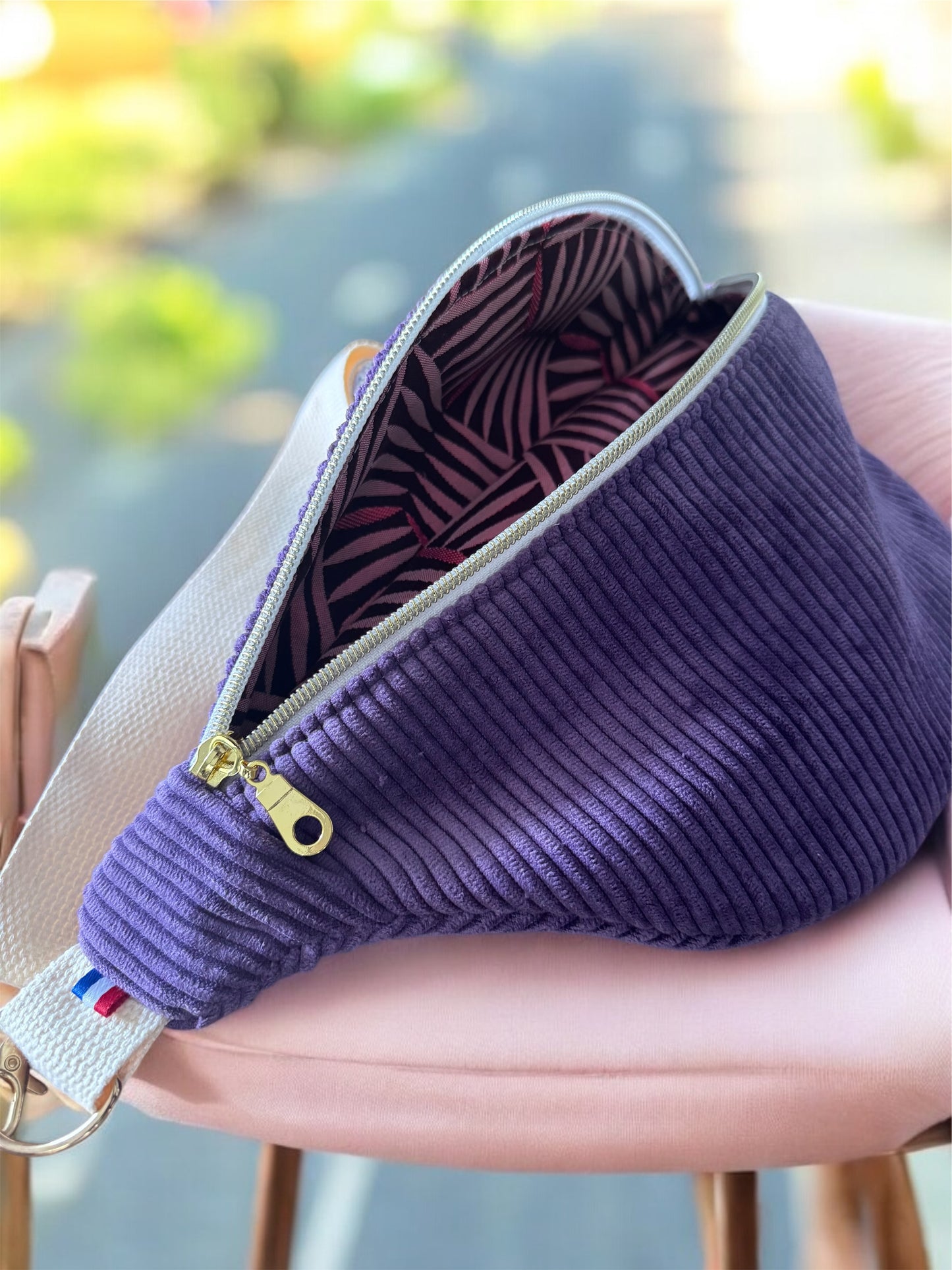 Sac banane velours "La Mignonnette" à personnaliser - Violet