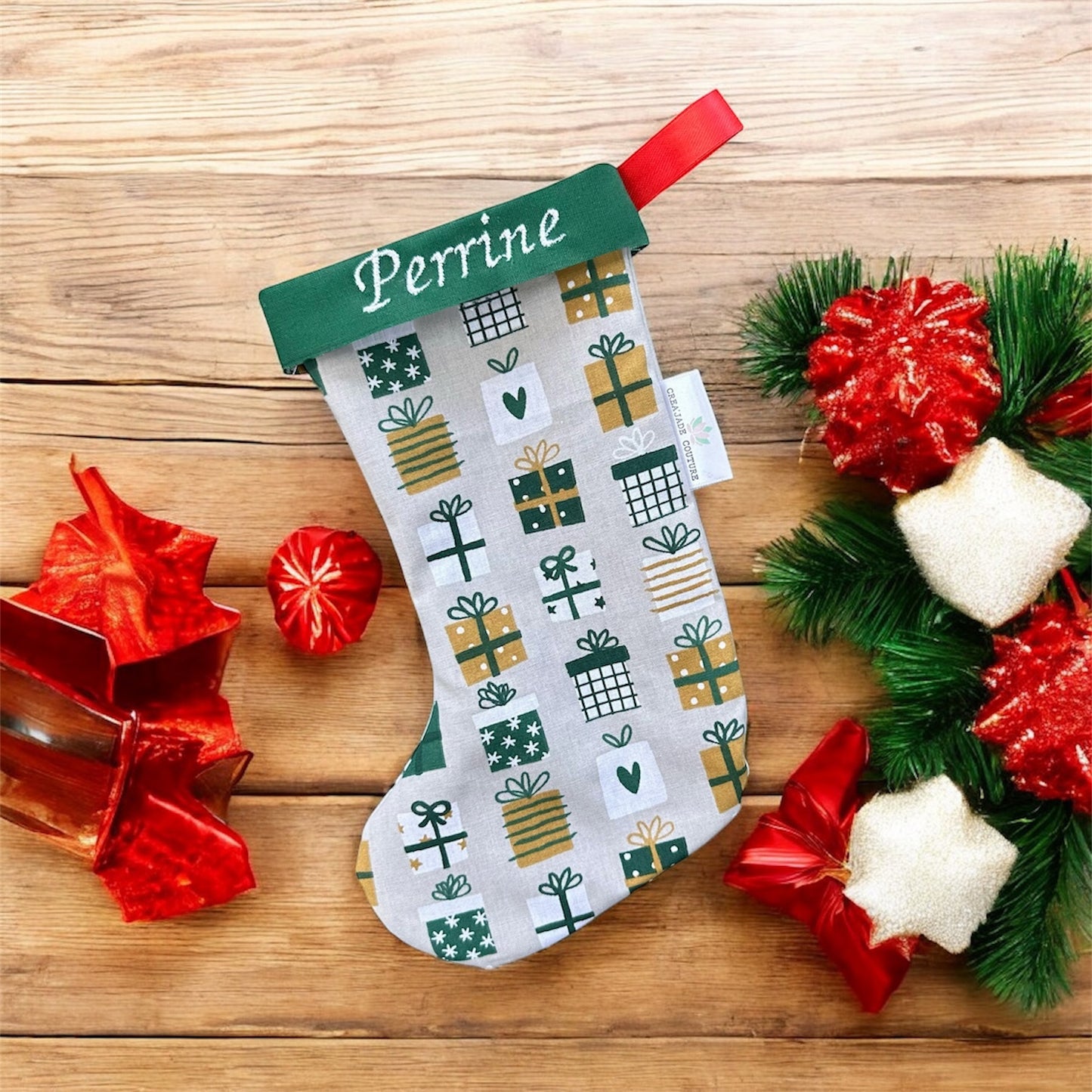 Botte / Chaussette de Noël personnalisable à suspendre