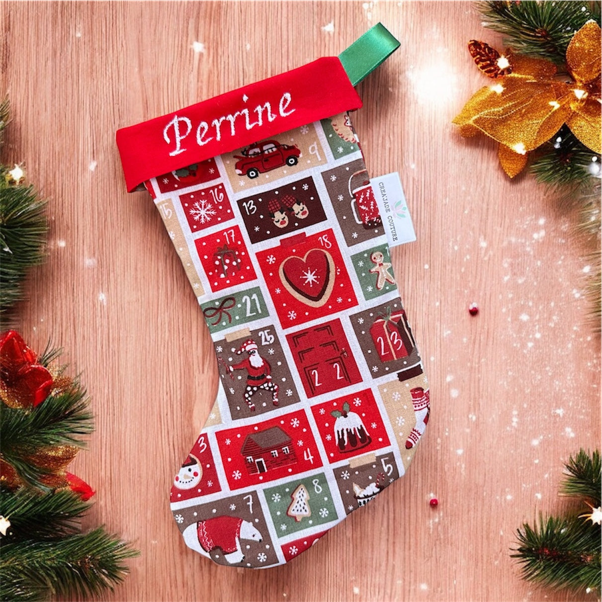 Botte / Chaussette de Noël personnalisable à suspendre