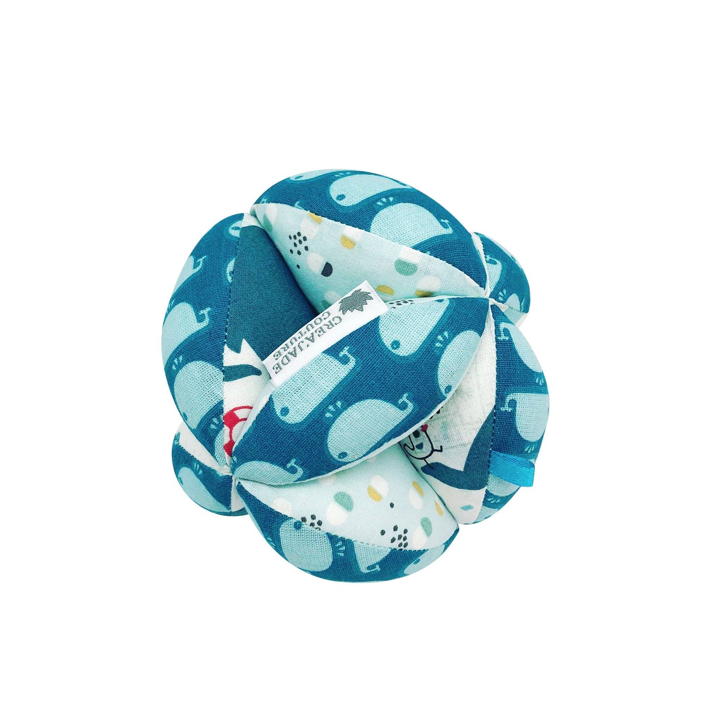 Balle de préhension Montessori - Bleu Baleines