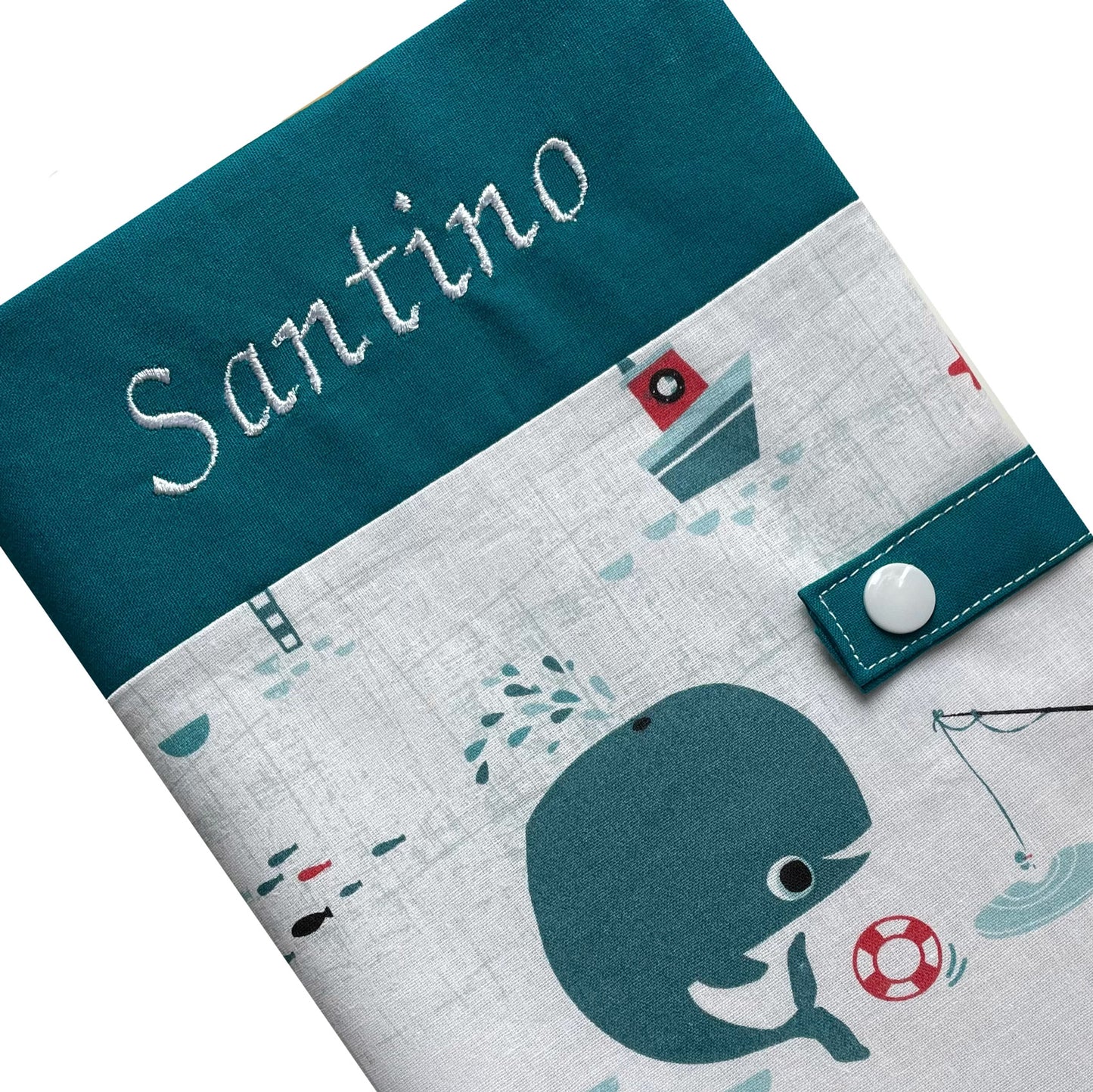 Protège carnet de santé personnalisé - Bleu Santino