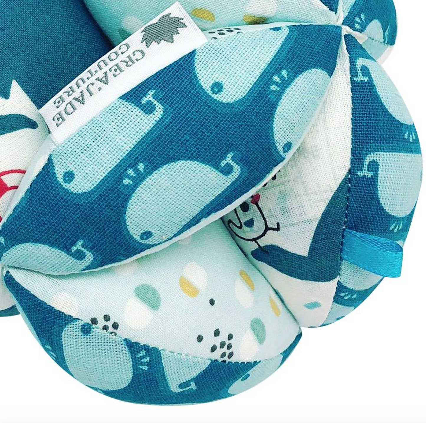 Balle de préhension Montessori - Bleu Baleines
