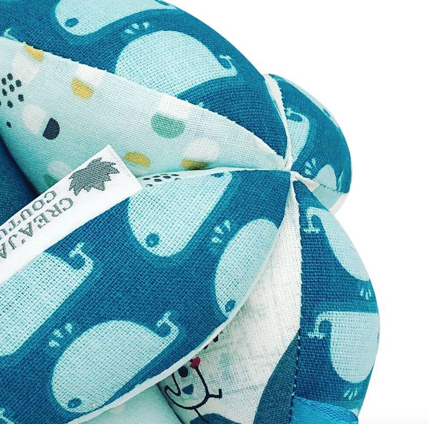 Balle de préhension Montessori - Bleu Baleines