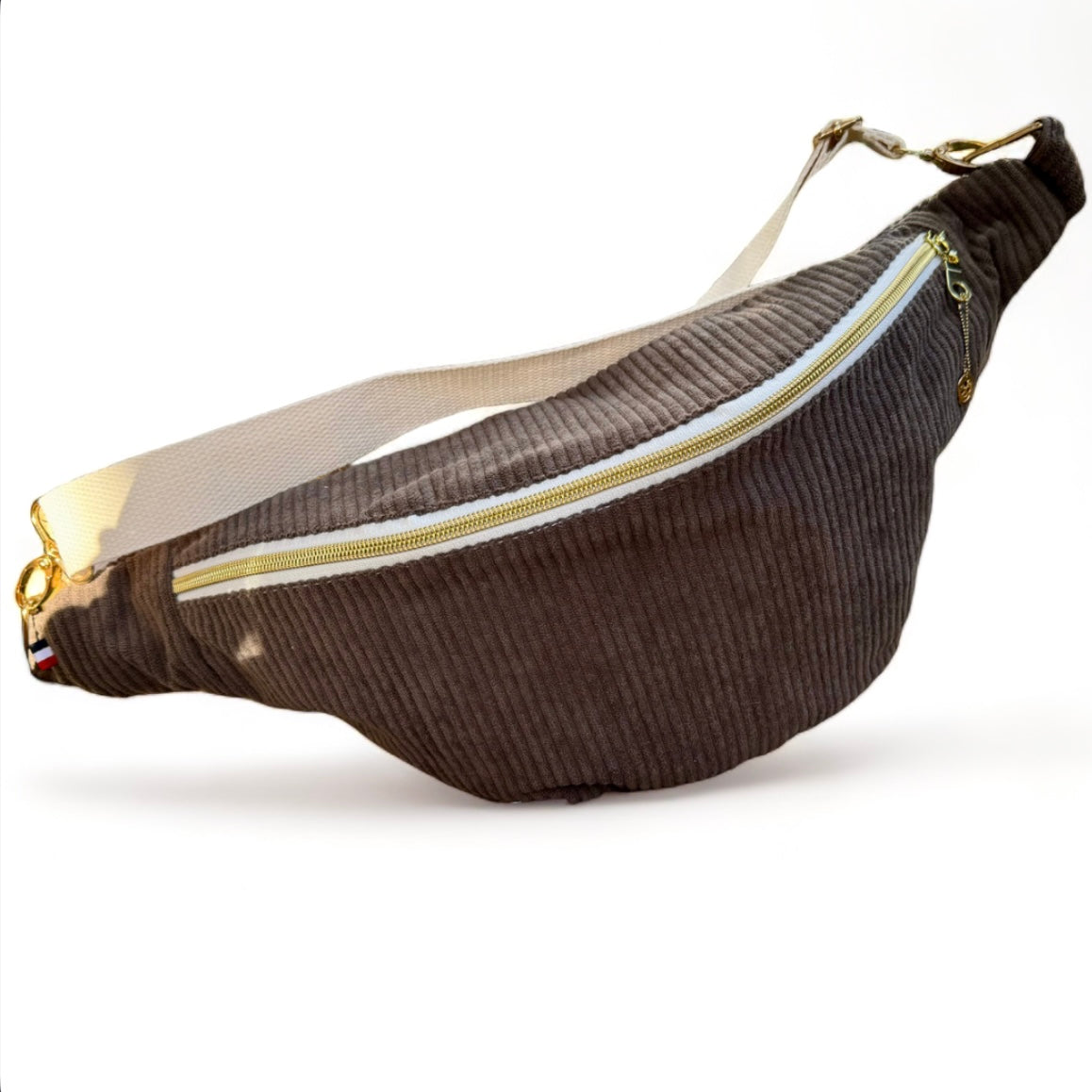 Sac banane velours "La Ravissante" à personnaliser -  Marron