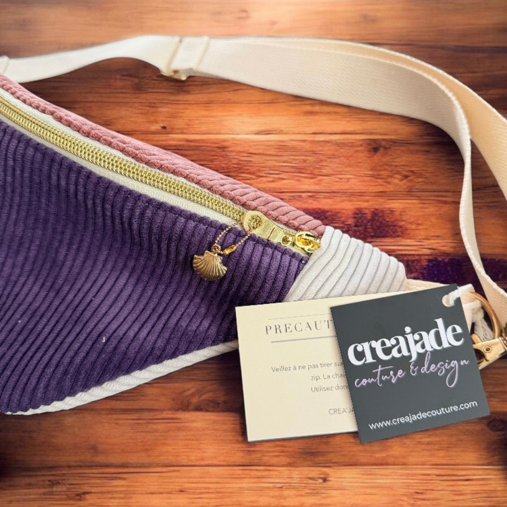 "Classic banana" velvet fanny pack to personalize - Fir Green