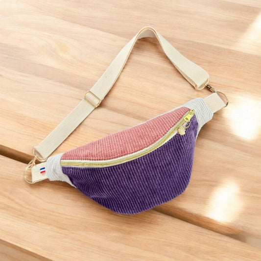 "Classic banana" velvet fanny pack to personalize - Fir Green