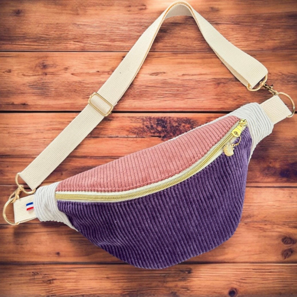 "Classic banana" velvet fanny pack to personalize - Fir Green