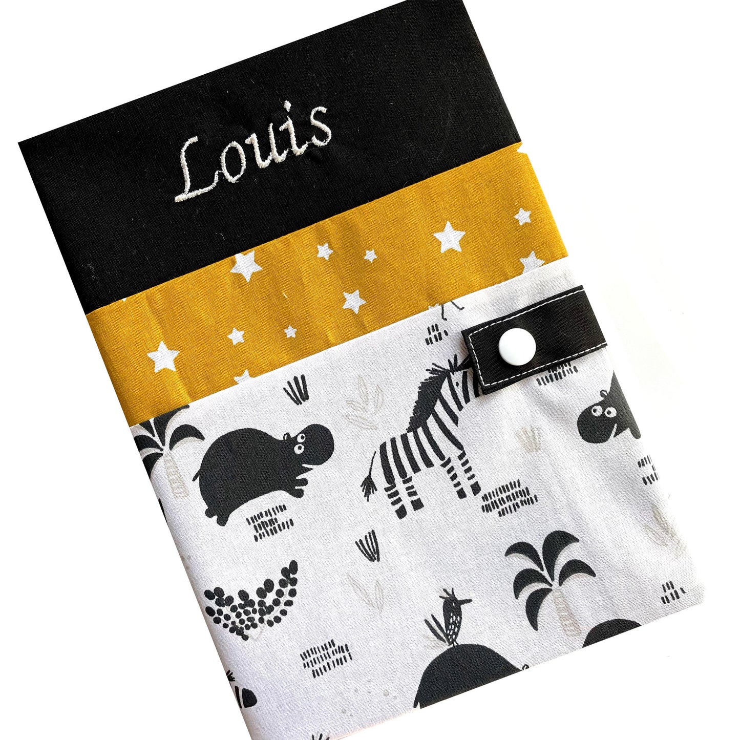 Protège carnet de santé personnalisé - Noir Louis