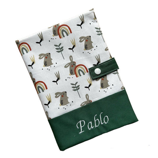 Protège carnet de santé personnalisé - Vert Pablo