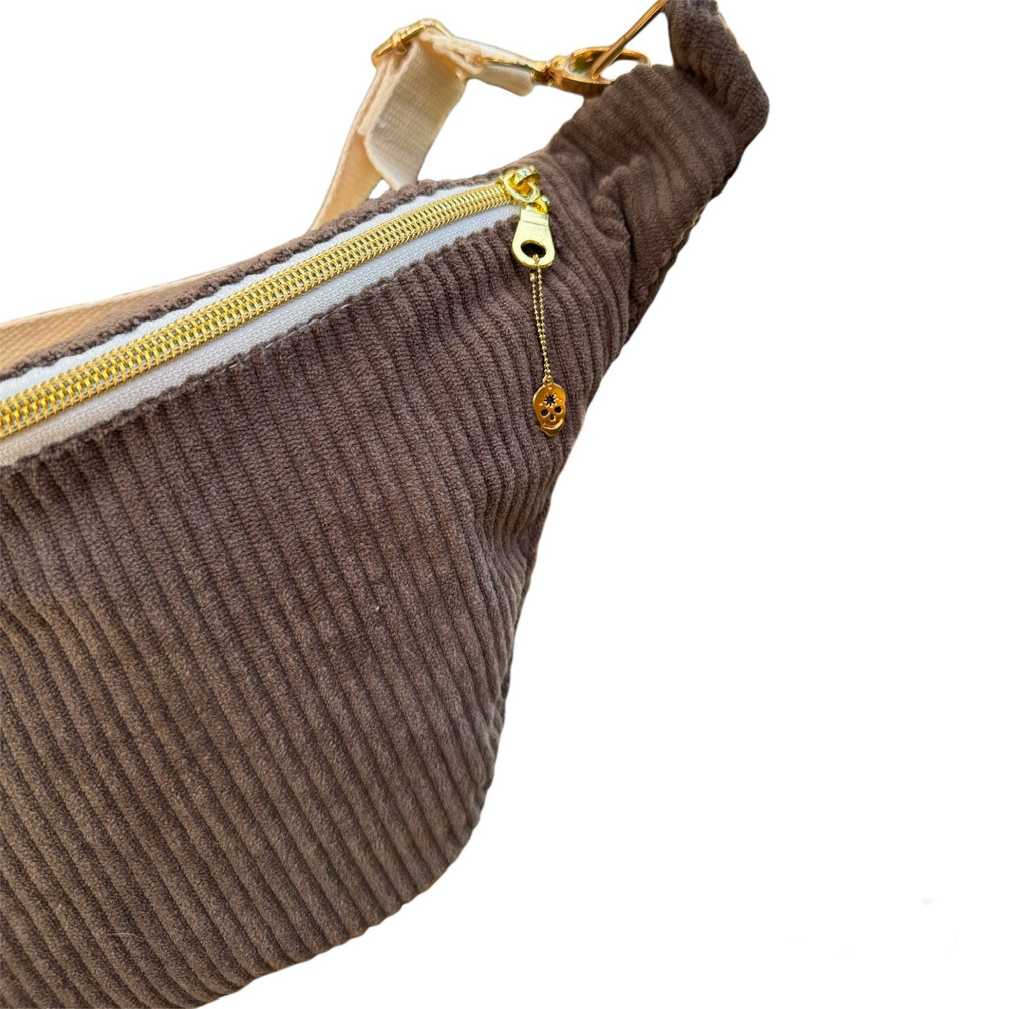 Sac banane velours "La Ravissante" à personnaliser -  Marron