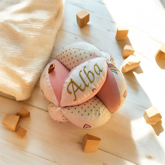 Balle de préhension Montessori - Rose Licorne