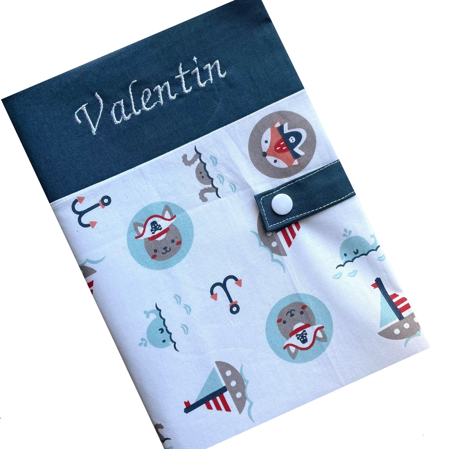 Protège carnet de santé personnalisé - Bleu Valentin