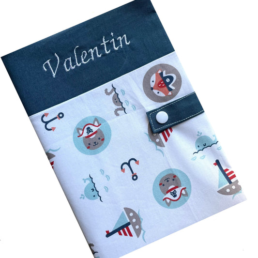 Protège carnet de santé personnalisé - Bleu Valentin